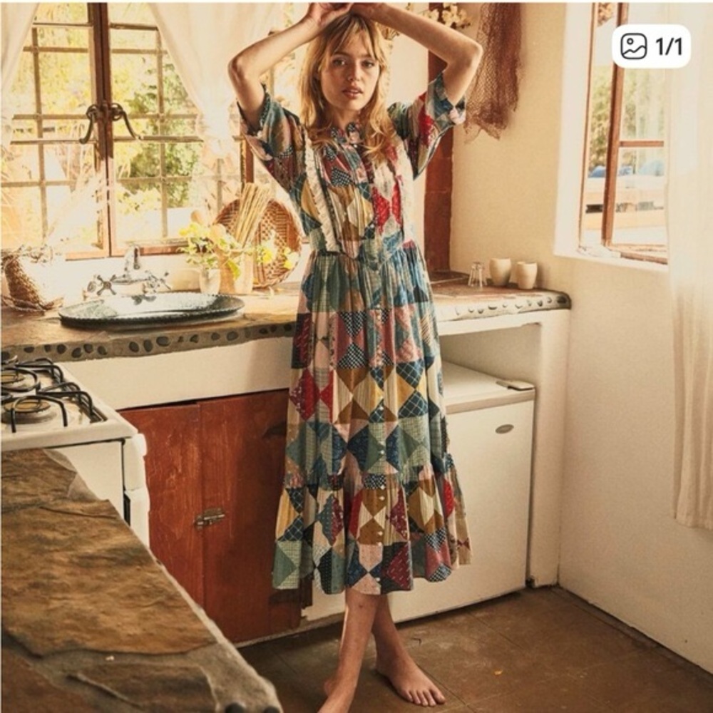 Doen Darby Dress Country Patchwork size Small